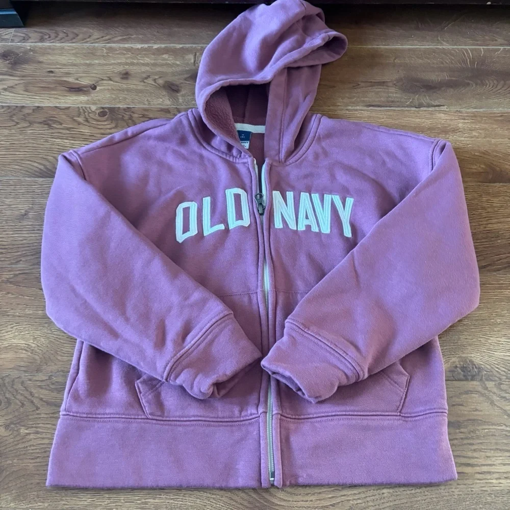 Old Navy Girls' Pink Zip-Up Hoodie in size M